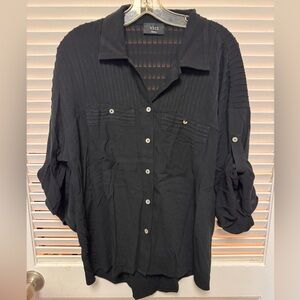 VICI black collared button up top Small